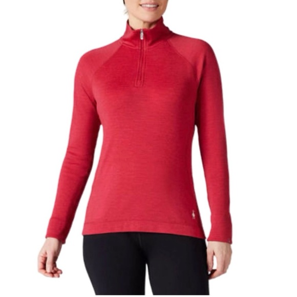 SMARTWOOL- Classic Thermal Merino Base Layer 1/4 Zip Skiing Hiking Climbing - Picture 1 of 10
